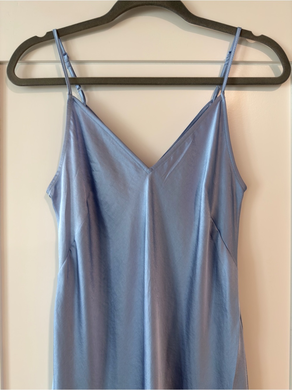 Express Light Blue Satin Slip Dress - Picture 2 of 7